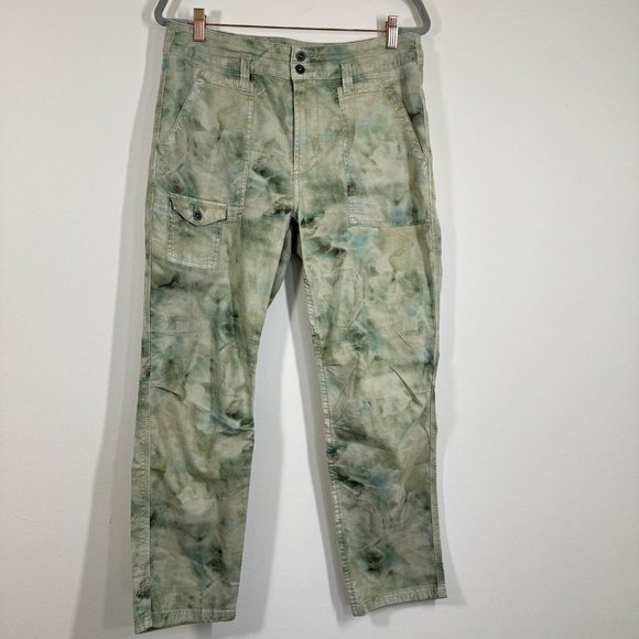 Anthropologie The Wanderer Pants Womens Size 29 Tie Dye Green High Rise Pants - Picture 2 of 9